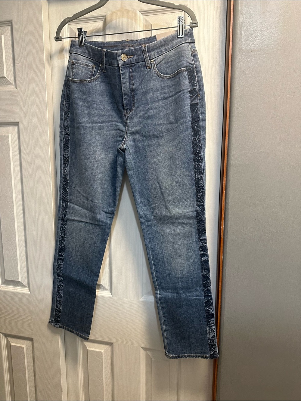 Chico's Straight-Leg Jeans with Satin Side Stripe - Blue